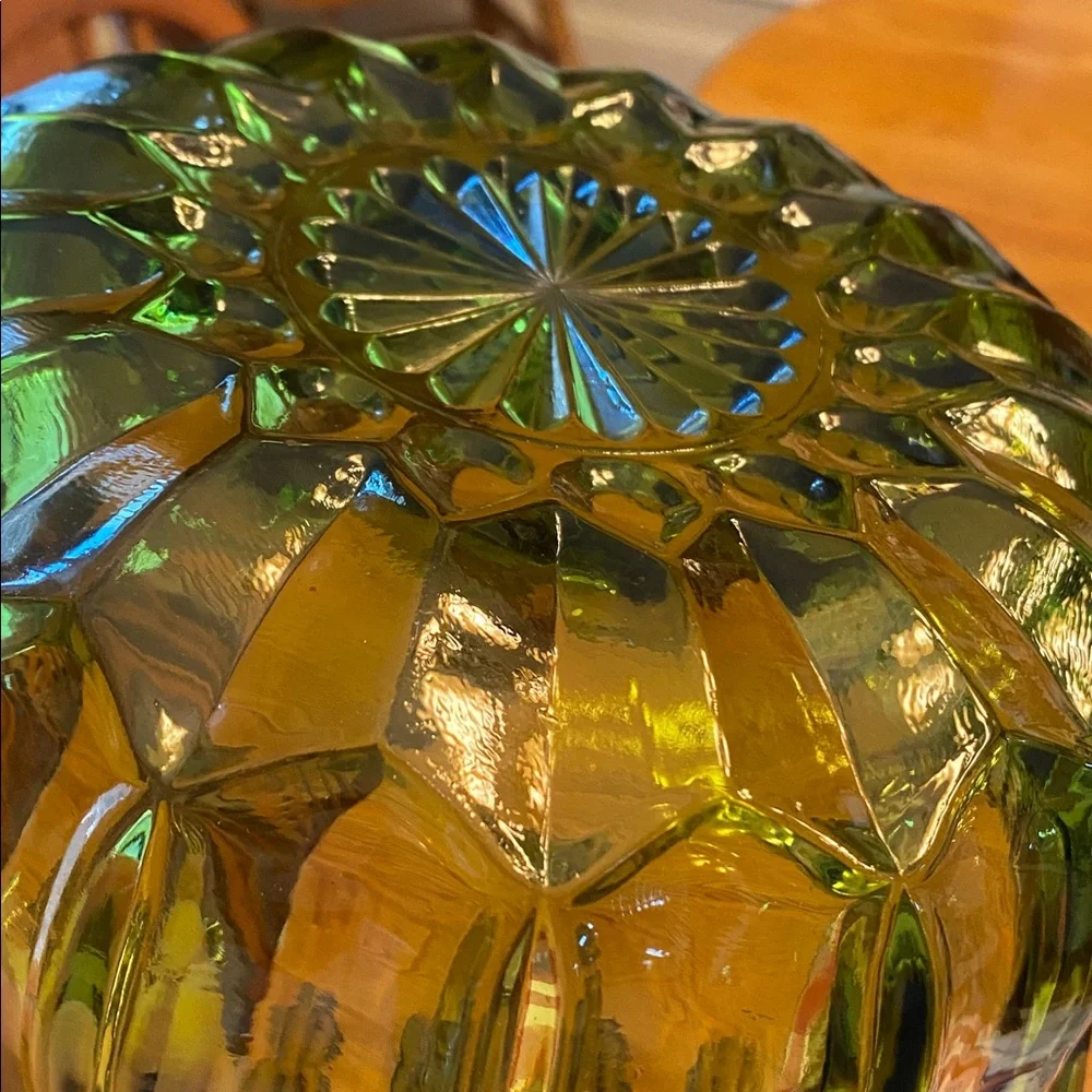 Vintage Indiana Mid Century Green Scallop Set of (4) Total, Green Glass Bowls